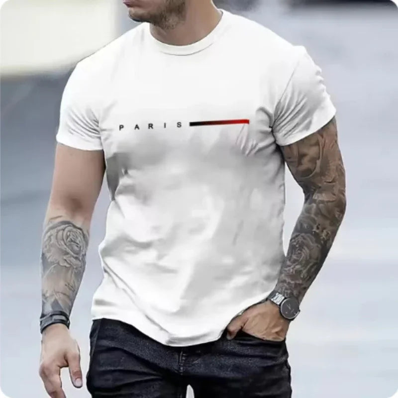 Paris Mens Casual Suit Set For Spring And Summer Letter Print Two Piece
