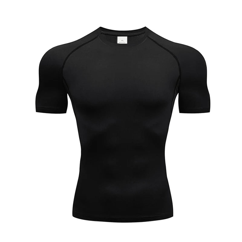 Men Quick Dry Compression Running With Short Sleeve Top Shorts