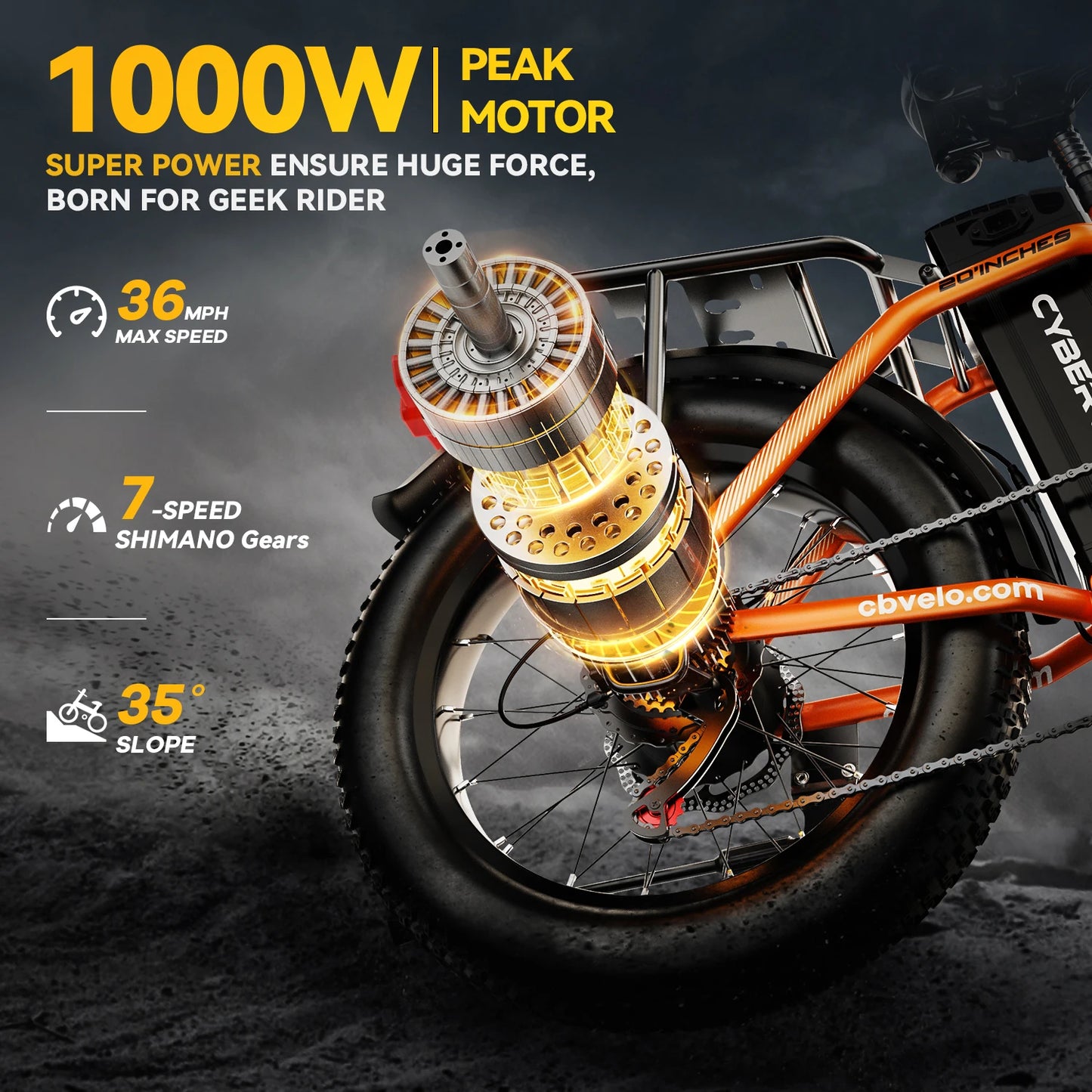 CYBERVELO EK4 1000W Folding Electric Bike 48V Battery