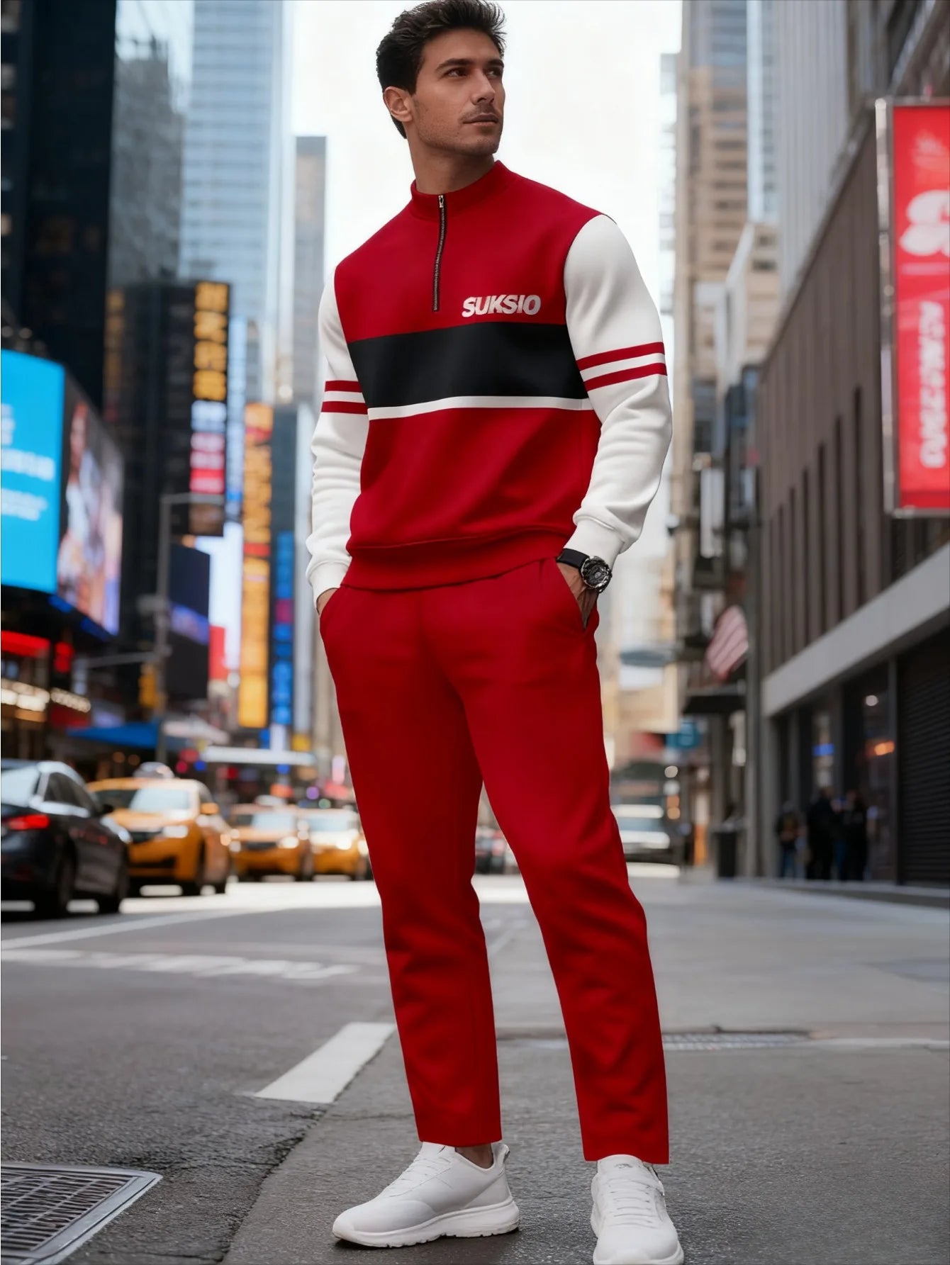 Men's Suit Digital Print Sweatshirt Set
