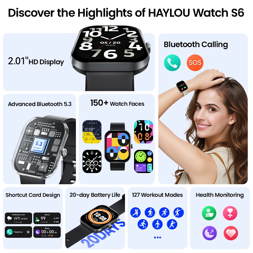 Haylou Watch S6 Smartwatch IP68 Waterproof Fitness Tracker Bluetooth