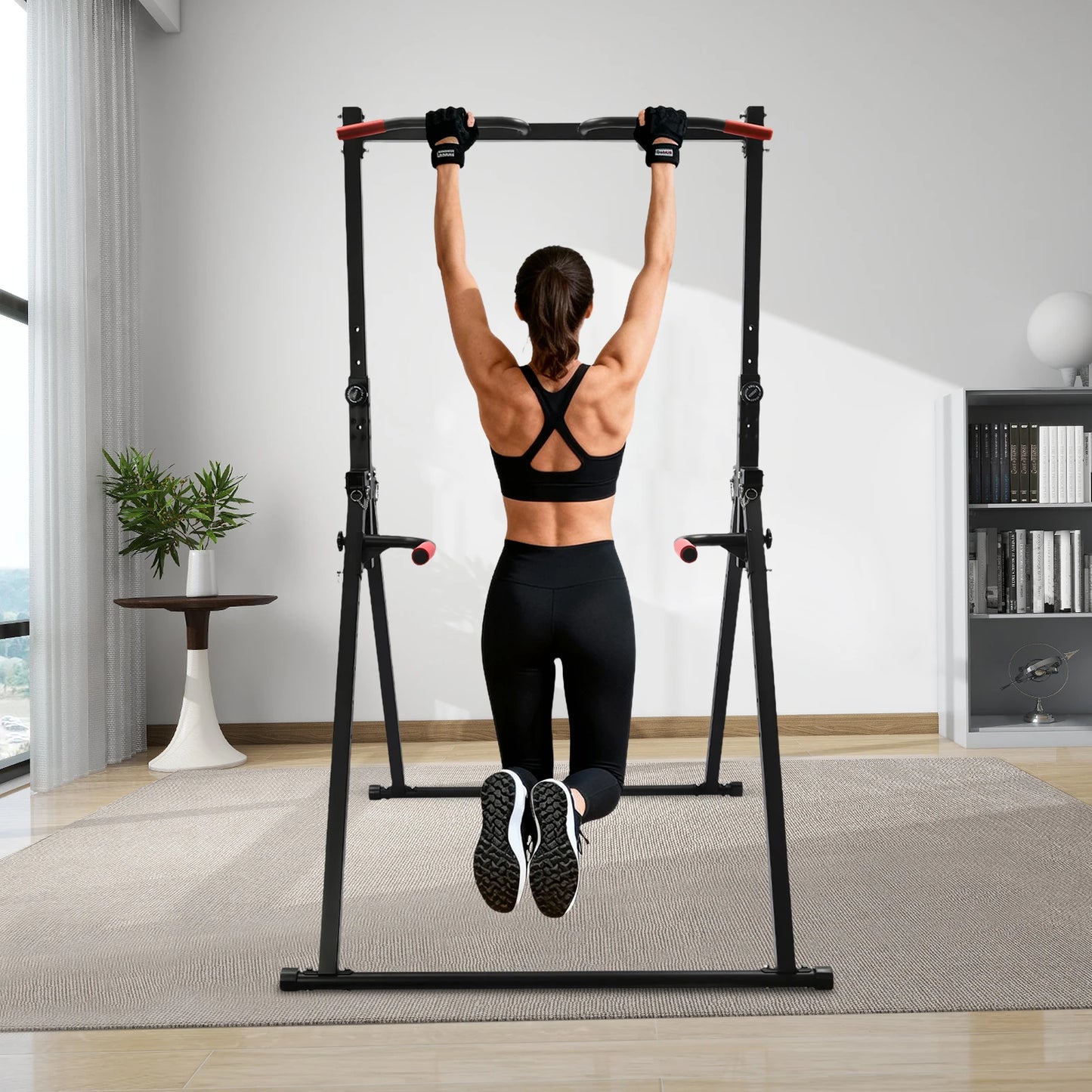 Adjustable Height Pull Up Bar Triangular Station For Home Gym