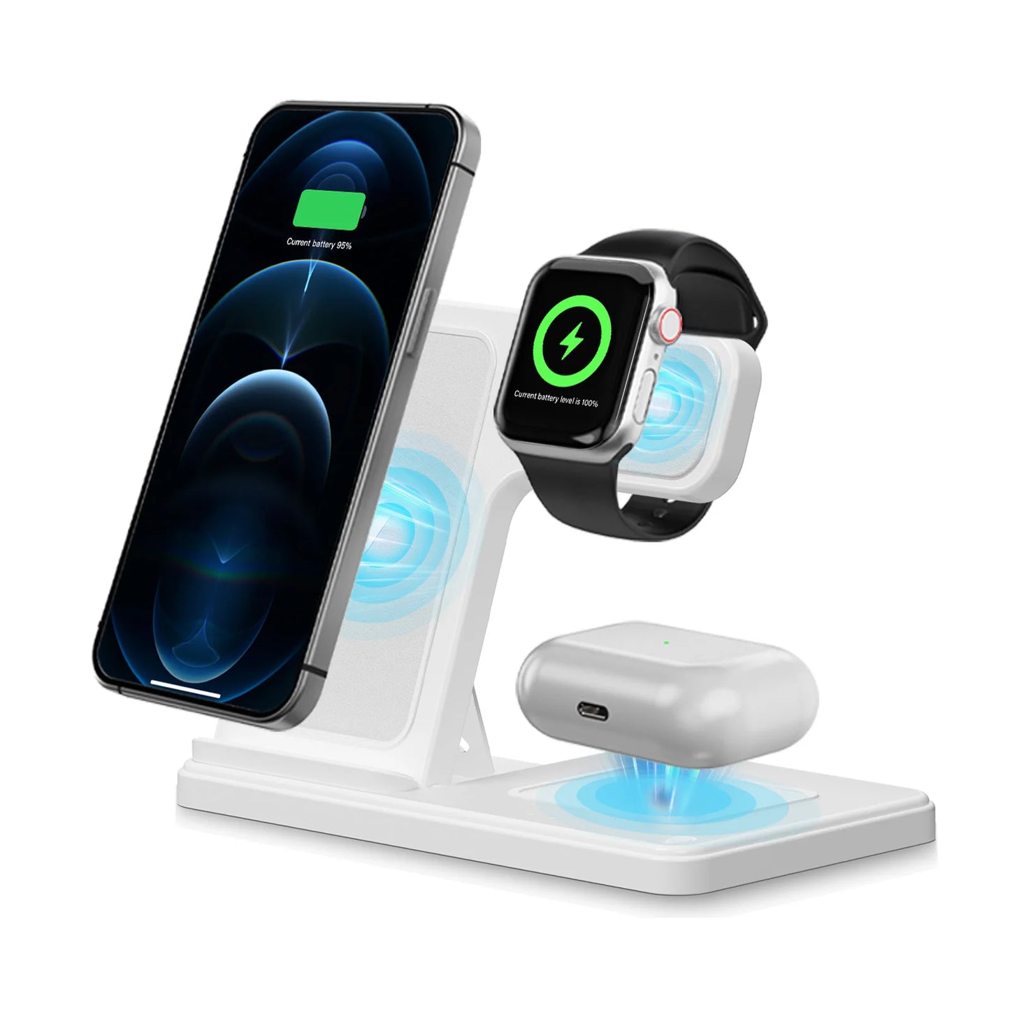 3 In 1 Wireless Charging Station Magnetic Fast Charging 18W Foldable For IPhone 16 15 14 13 12 Pro/Pro Max/Plus/Watch & Airpods
