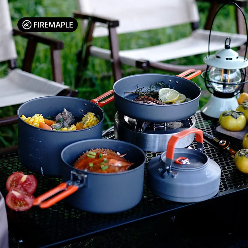 Outdoor Camping Cooker Pot Set Camping Meal Cooking Hot Pot Portable Equipment Kettle Single Pot