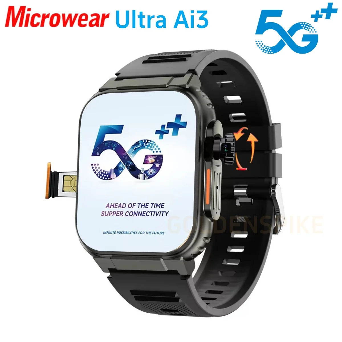 Microwear Ultra Ai3 5G Smartwatch Rotating Camera GPS Google Play