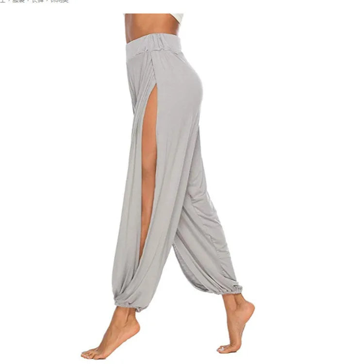 Elastic Waist Split Hippy Yoga Pants for Women High Waist