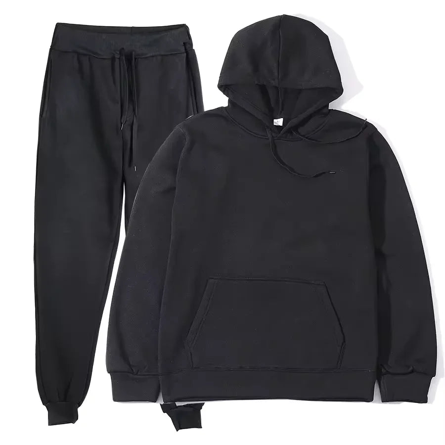 NONECN Winter Women Tracksuit Set Hooded Sweatpants Two Piece