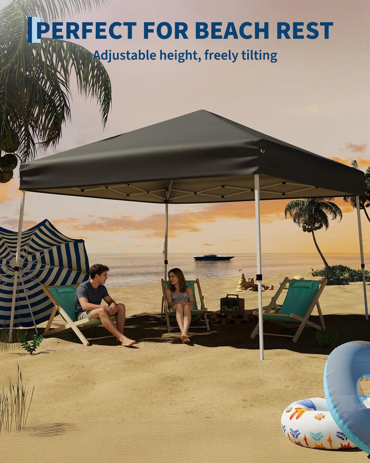 HiMISS Folding Slanted Canopy Tent For Outdoor Trade Shows
