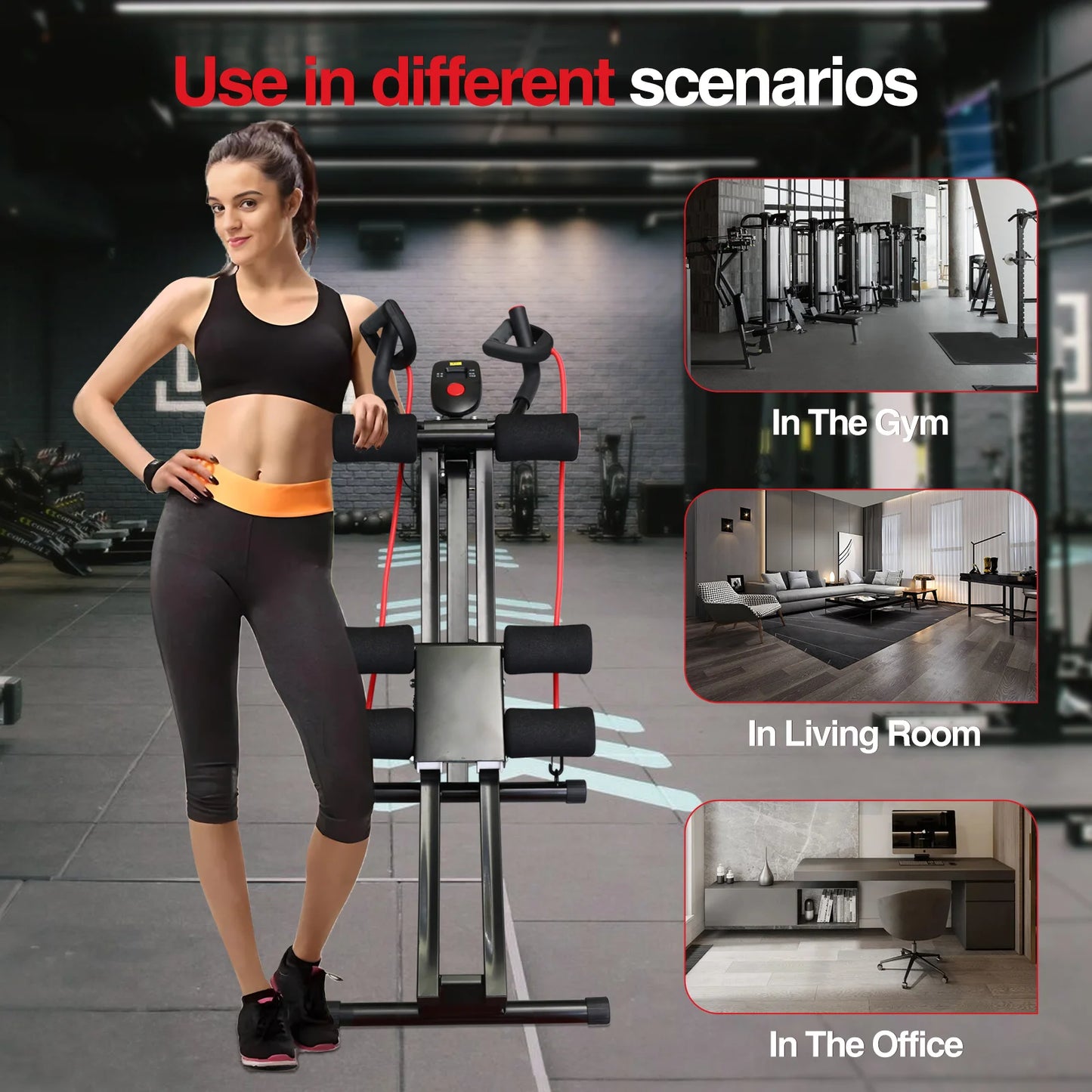 GIKPAL Foldable Ab Machine For Home Gym Core Trainer LCD