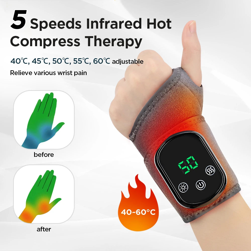 Agdoad Electric Heating Wrist Massager With Vibration Carpal Relief