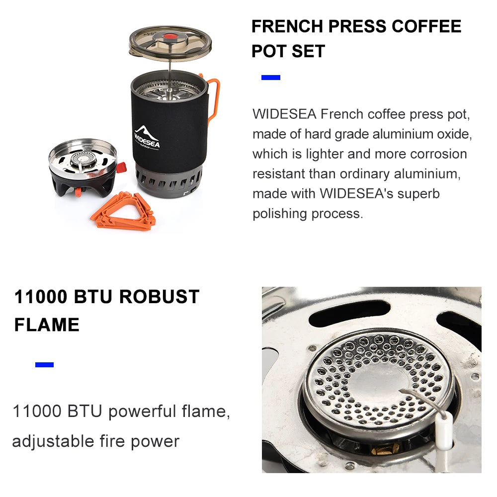Widesea Camping Gas Stove With Heat Exchanger And Cookware Set