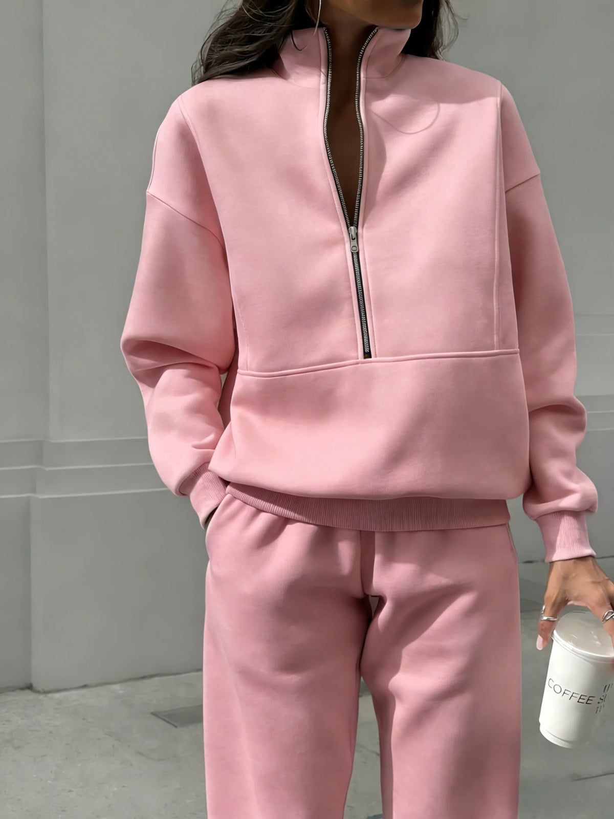 Women Half Zip Two Piece Tracksuit Casual Loungewear Set
