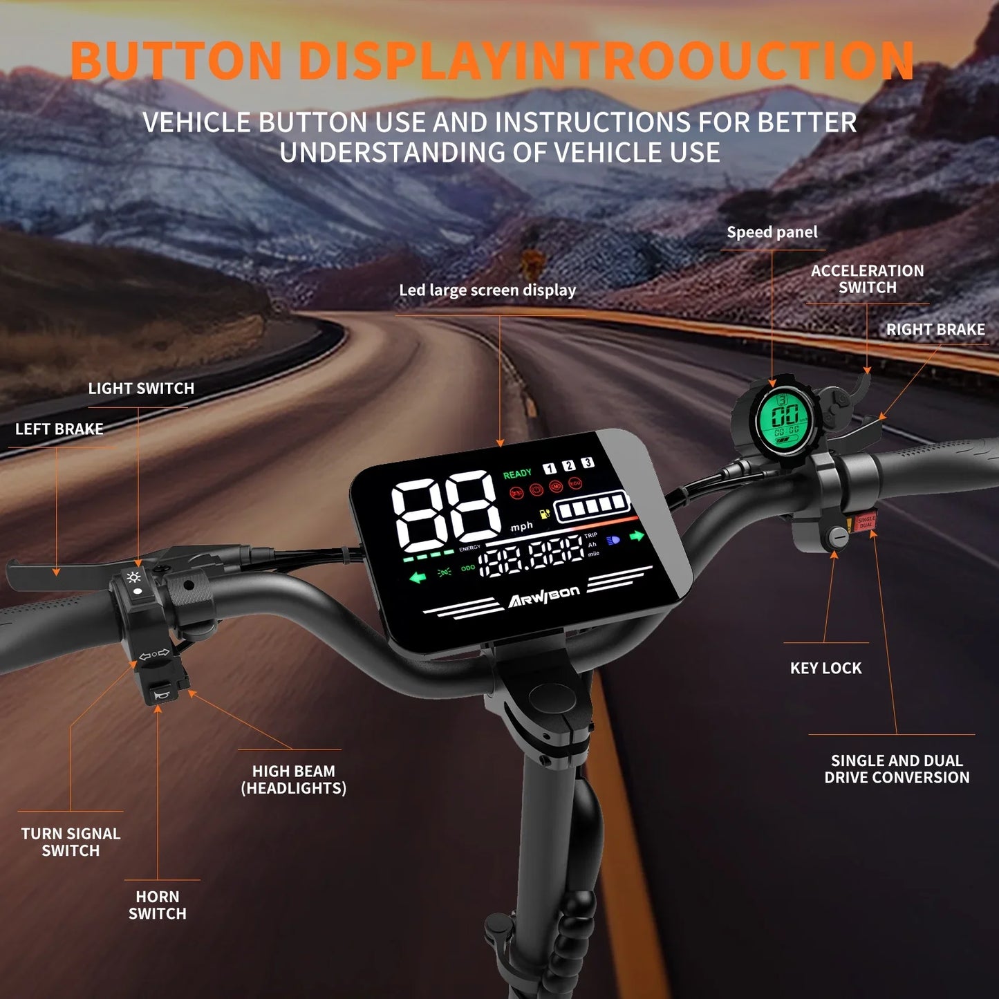 Arwibon 5600W Dual Motor Electric Scooter Foldable 46 MPH Top Speed