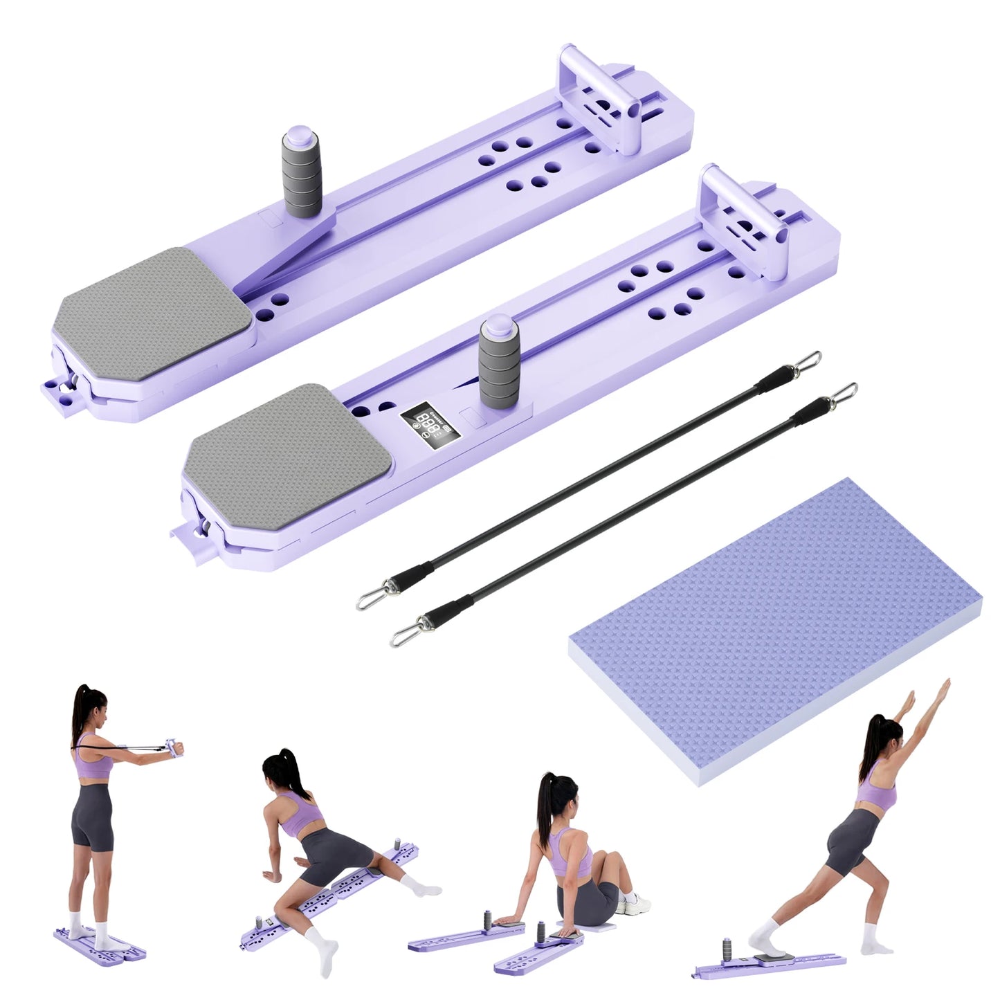 Foldable Pilates Board With Ski Balance Board And Timer Display